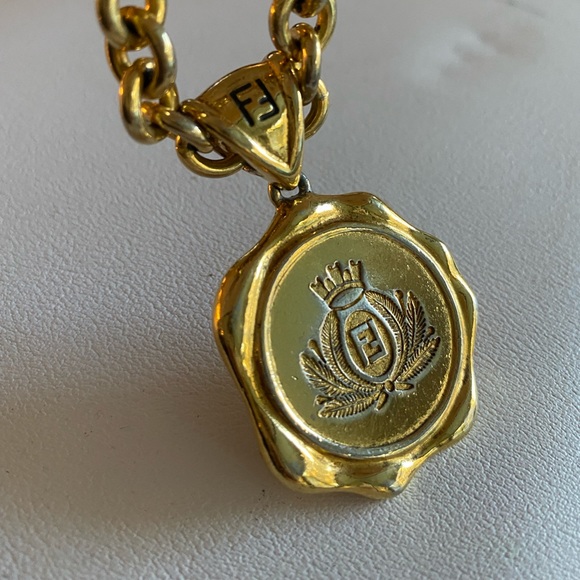 FENDI GOLD FF logo charm NECKLACE - Picture 4 of 8